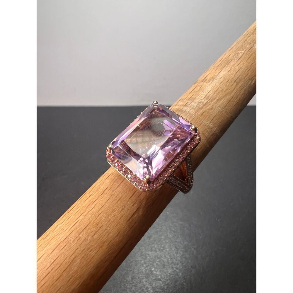 NEW Rose amethyst pink sapphire ring in rose gold over sterling silver size 8